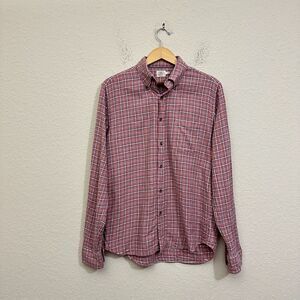FAHERTY Flannel Shirt Pink Plaid Button Down Long Sleeve Cotton Retro